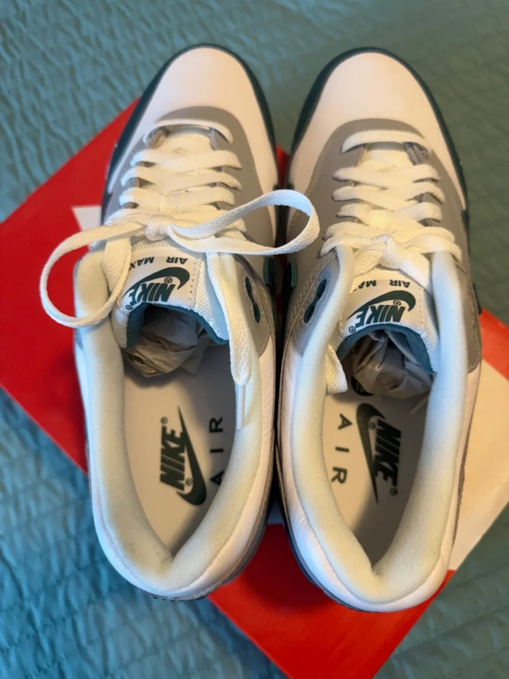 BNIB Nike Air Max 1 Dark Teal Green White Grey DH4059-101 Size 10.5 DS